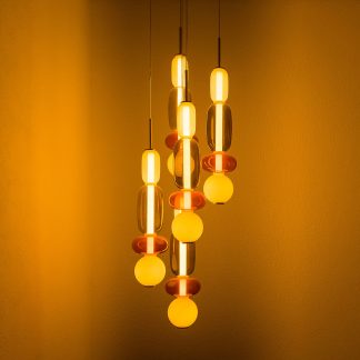 Glass Pendant Lamp II — Colored Glass & Cast Aluminum