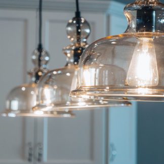 Glass Pendant Lamp — Colored Glass & Cast Aluminum