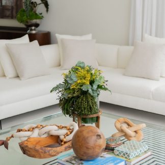 Aluminum Vase Stand — Colored Glass & Cast Aluminum