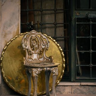 Woven Brass Side Table — Woven Brass & Wrought Iron